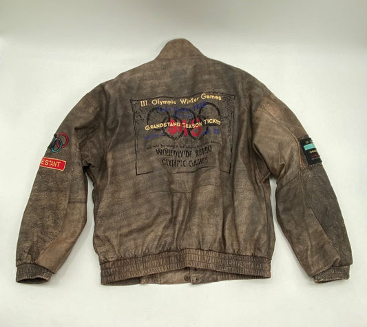 * ADIDAS LEDERJACKE LEDER JACKE BLOUSON M OLYMPIC WINTER GAMES 1932 VINTAGE 80ER