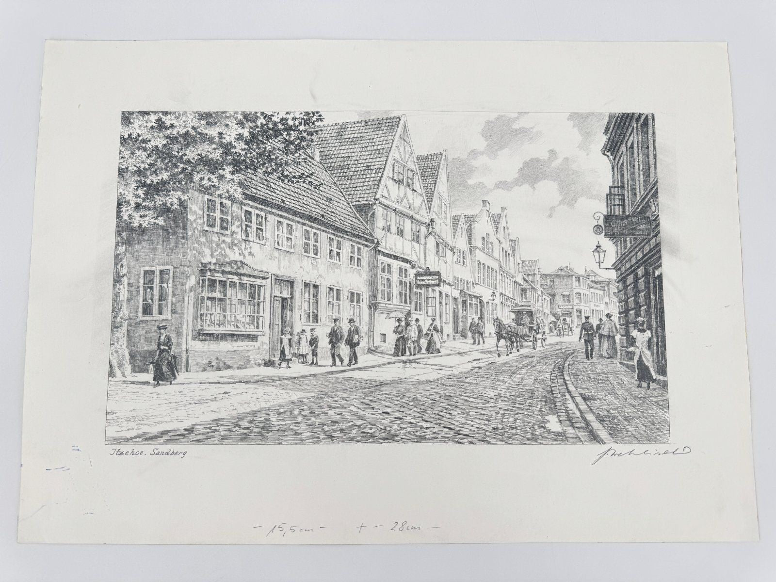 * HEINZ WEHLISCH ZEICHNUNG ITZEHOE SANDBERG UM 1912 ANSICHT