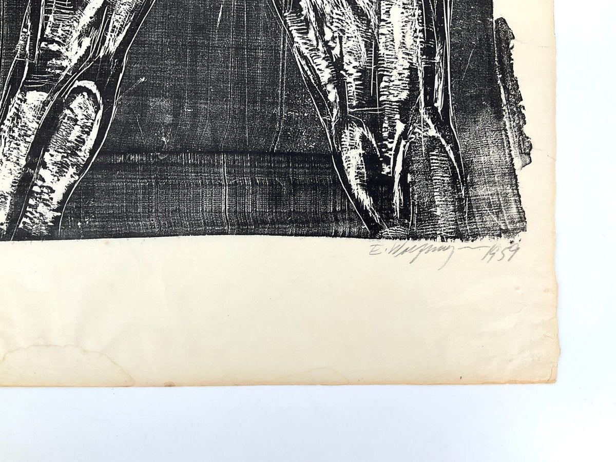 *GRAFIK HOLZSCHNITT OLYMPIA PFERD AKT ERNST WOLFHAGEN 1959 XXL