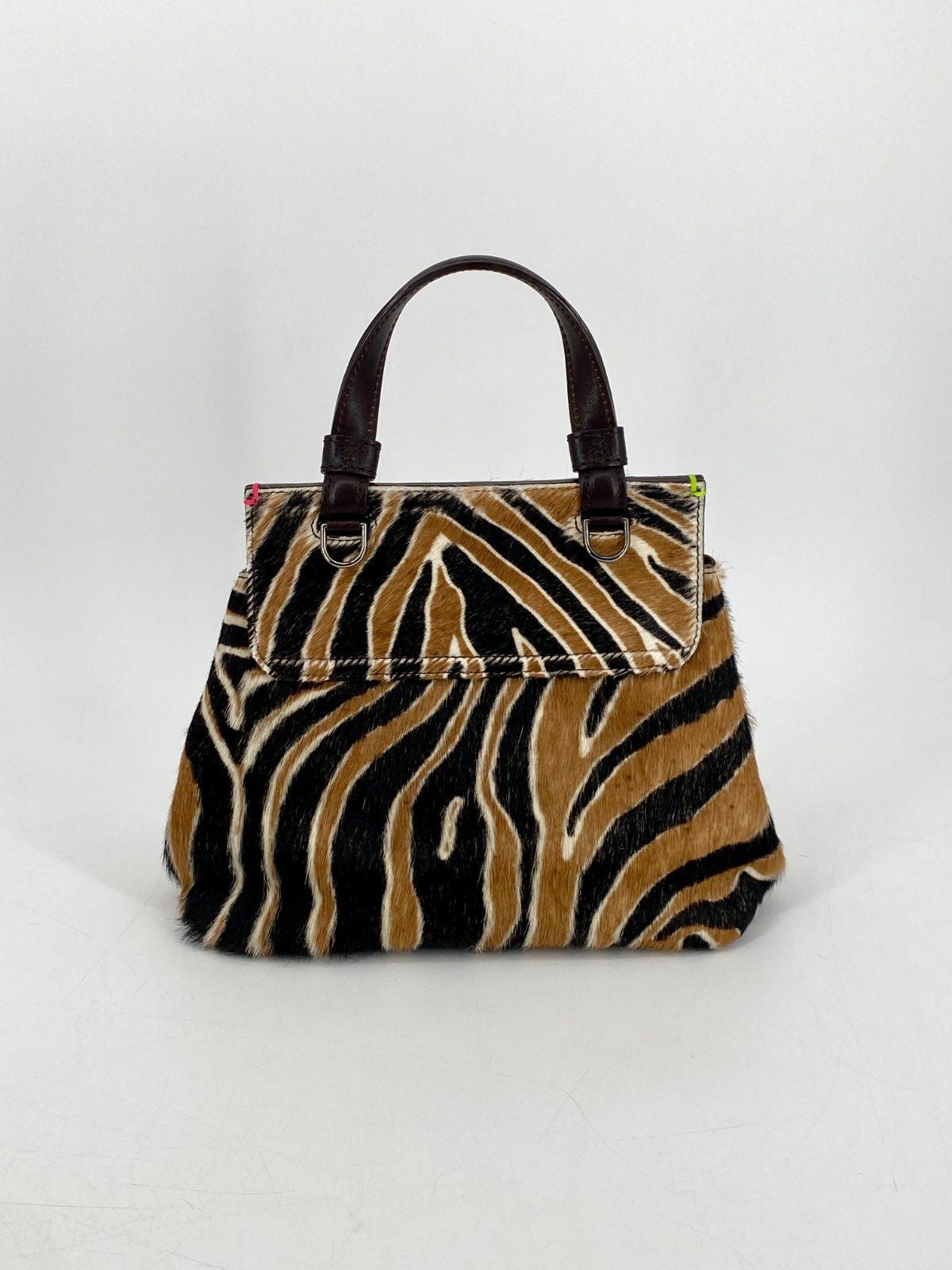 * ROSAMARO HANDGEMACHTE HANDTASCHE ITALIEN LEDER ZEBRA PRINT
