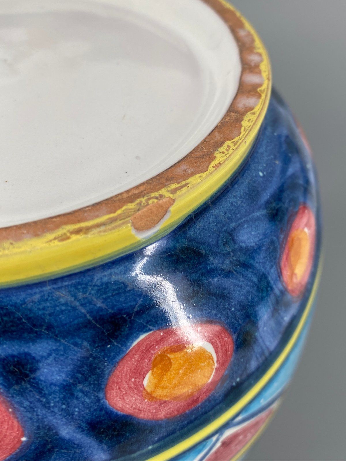 * KRUG KERAMIK HANDBEMALT TÖPFERKUNST VASE KARAFFE BUNT ITALIEN