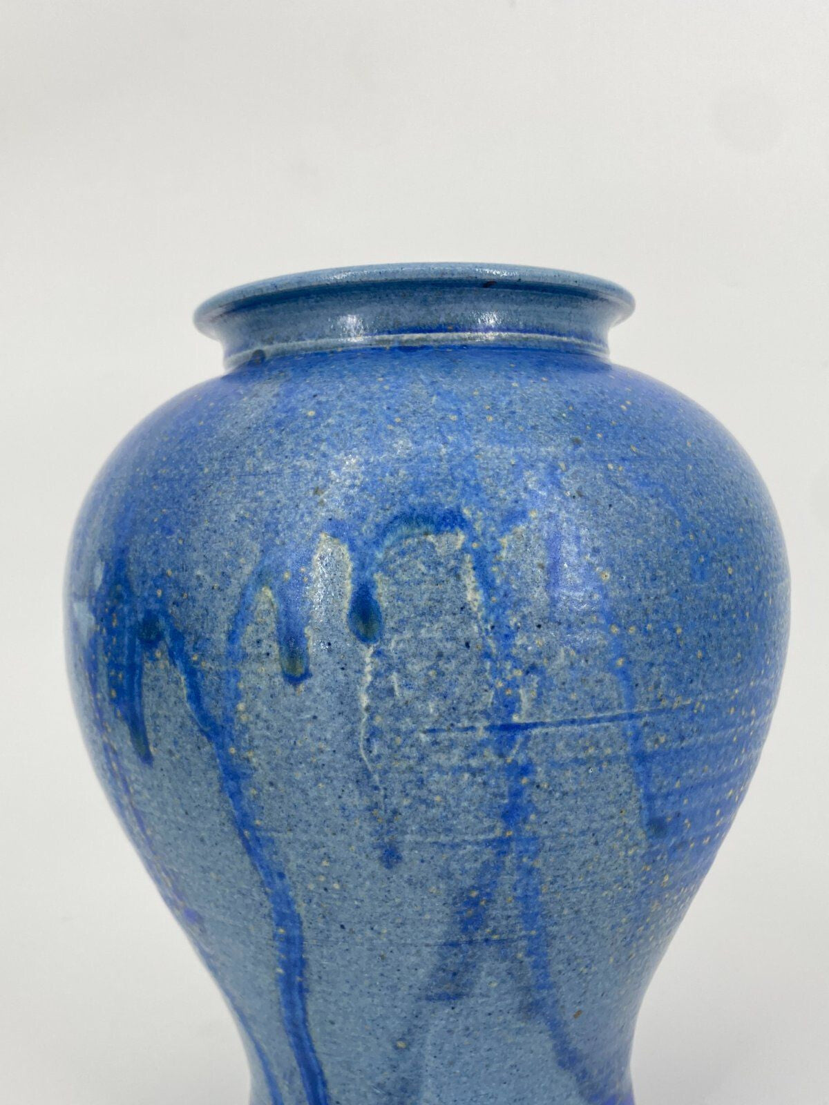 * STUDIOKERAMIK VASE BLAU LAUFGLASUR AQUARELL VINTAGE 21CM