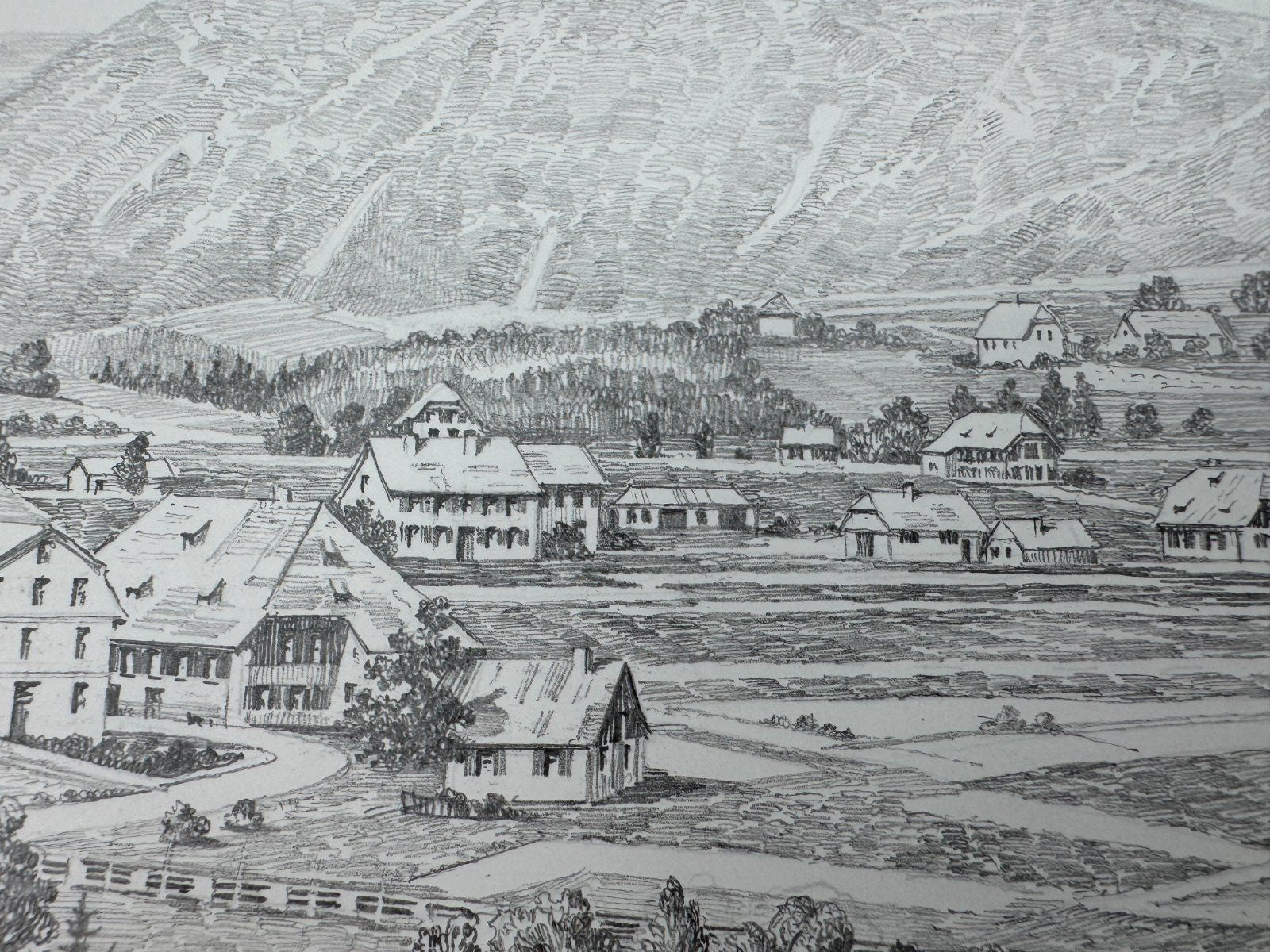 * HEINZ WEHLISCH ZEICHNUNG HINTERZARTEN UM 1890 ANSICHT SIGNIERT