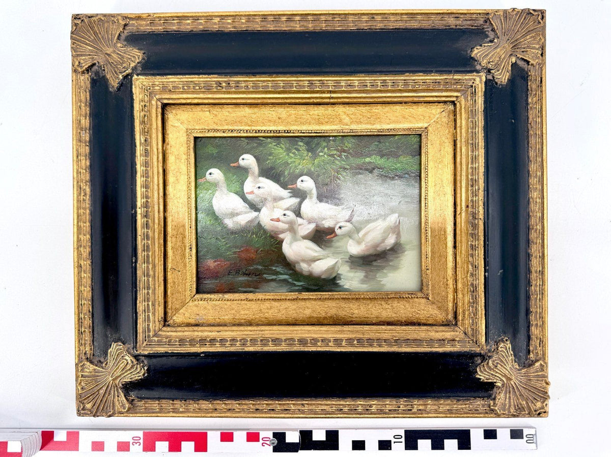 ÖLGEMÄLDE WANDBILD BILD HOLZ EDUARD BOEHM ENTEN 19. JH ALPEN