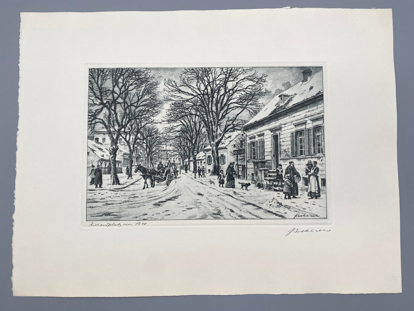 DEUTSCHER KÜNSTLER HEINZ WEHLISCH RADIERUNG BERLIN RICHARDPLATZ 1910  SIGNIERT