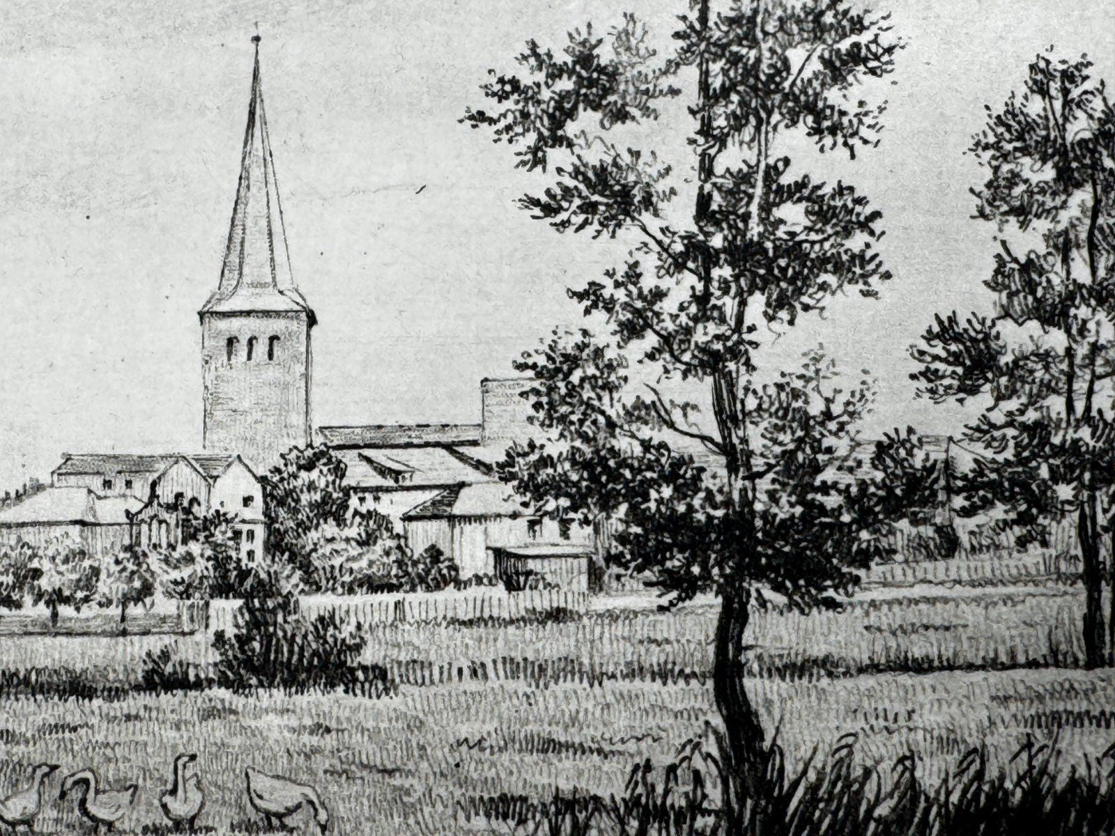 * HEINZ WEHLISCH ORIGINAL RADIERUNG UELZEN ILMENAU UM 1895 ANSICH