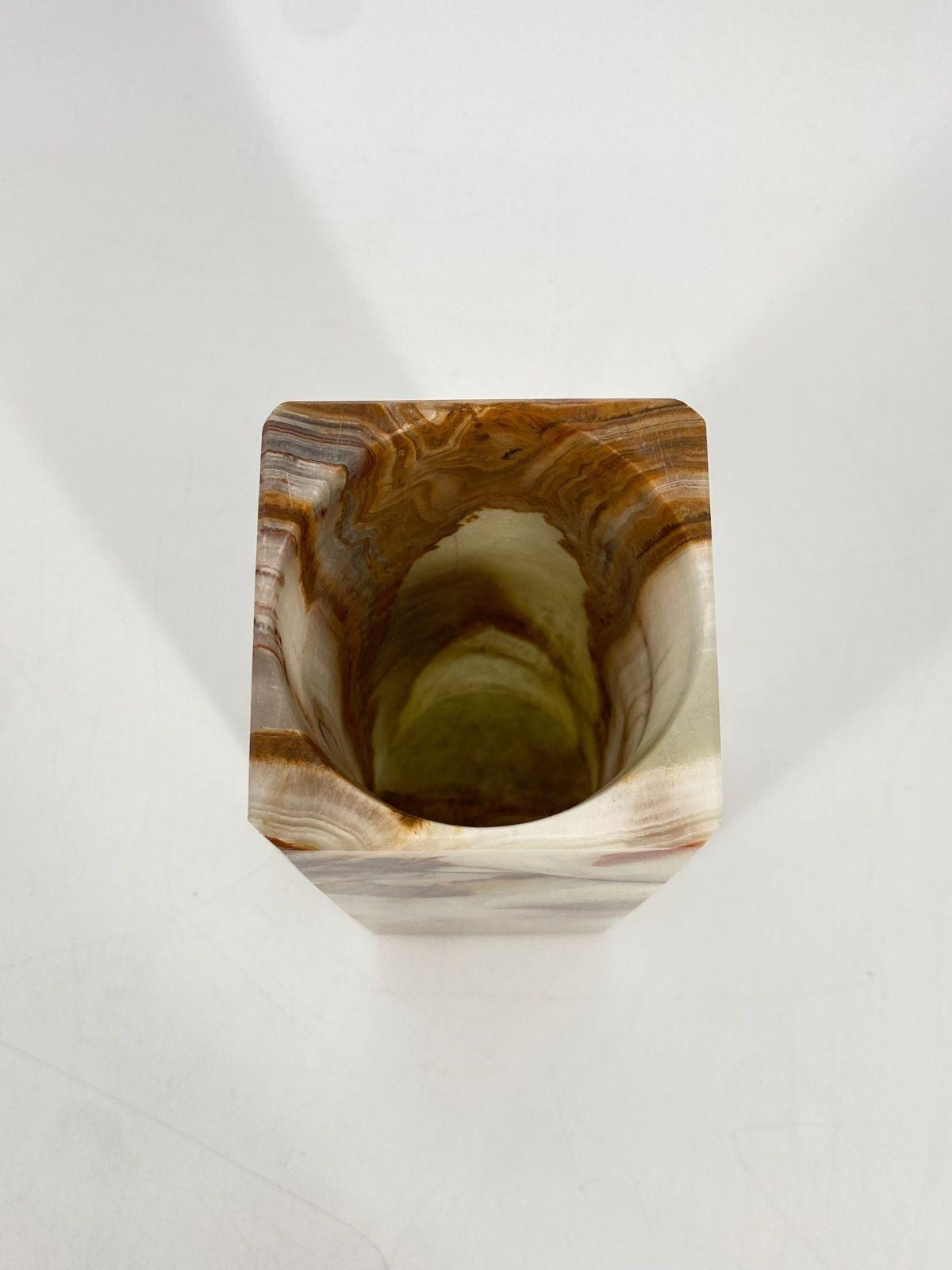 * BLOCKVASE ONYX MARMOR VASE QUADRATISCH STEIN VINTAGE 70ER