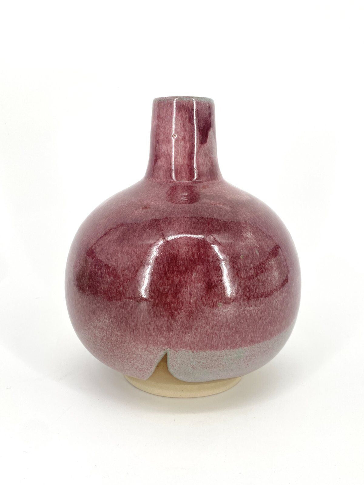 * STUDIOKERAMIK BAUCHIGE VASE WEINROT MINT VINTAGE 17,5CM MIDCENTURY