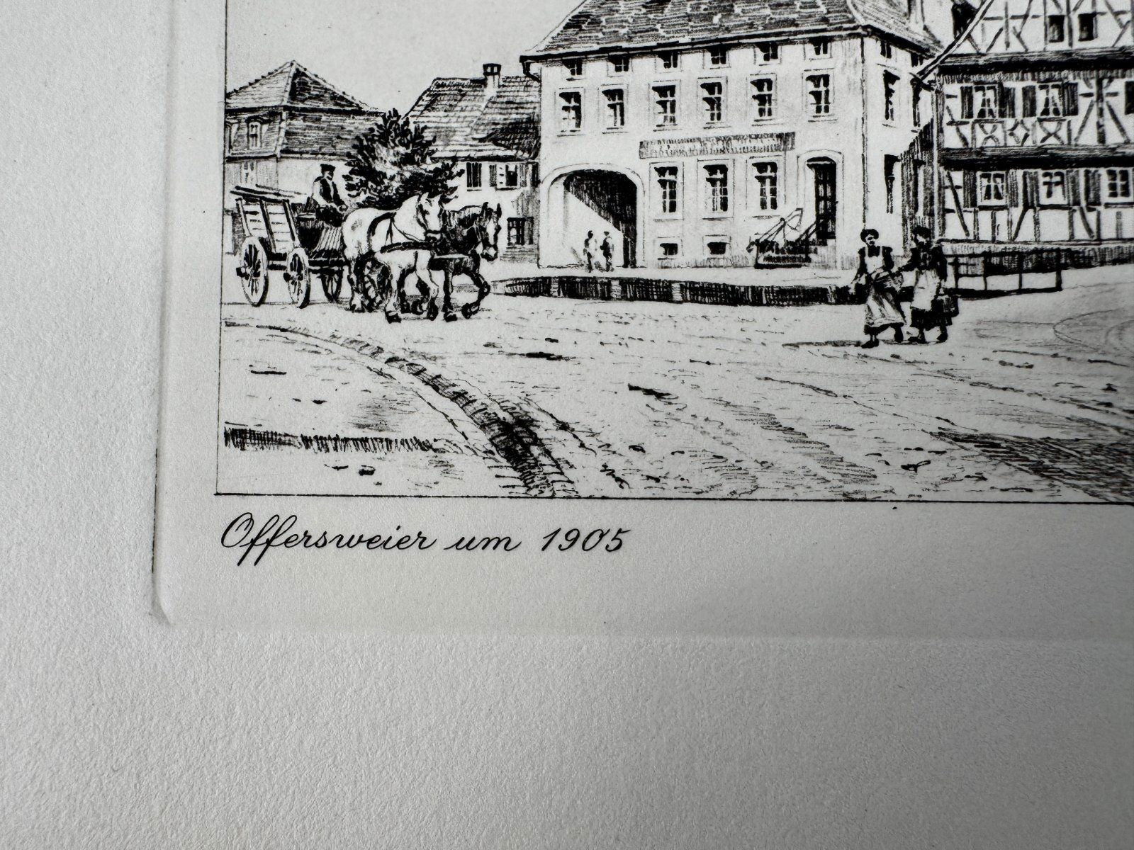 * HEINZ WEHLISCH ORIGINAL RADIERUNG OFFERSWEIER UM 1905 ANSICHT