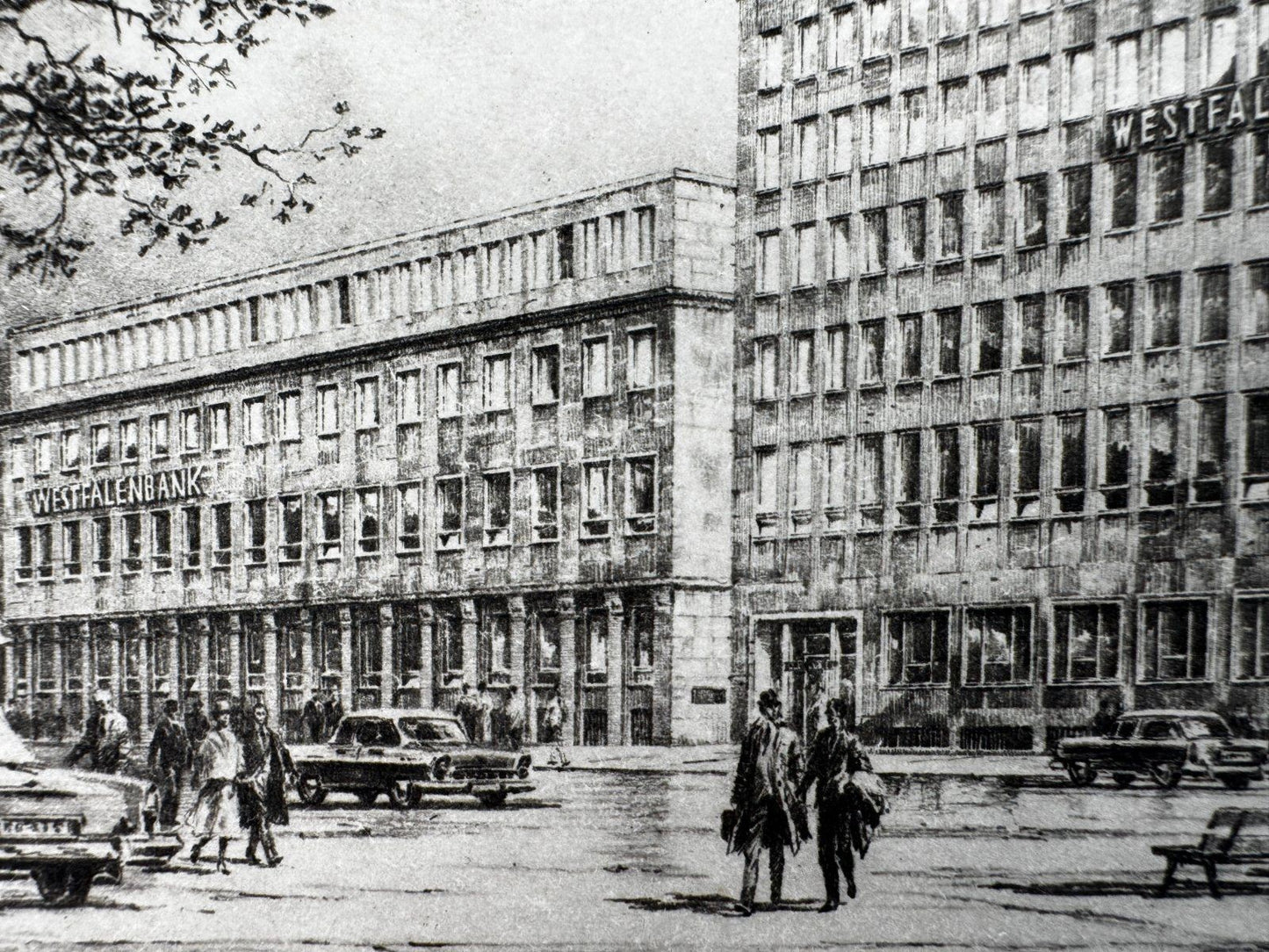 * HEINZ WEHLISCH ORIGINAL RADIERUNG WESTFALENBANK BOCHUM ANSICHT