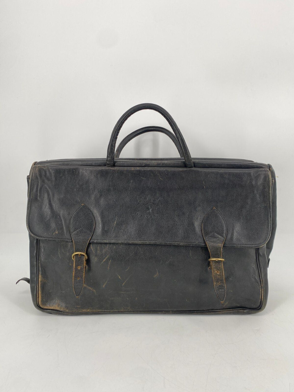 * VINTAGE IL BISONTE ECHT LEDER REISETASCHE SCHWARZ ITALY DESIGN
