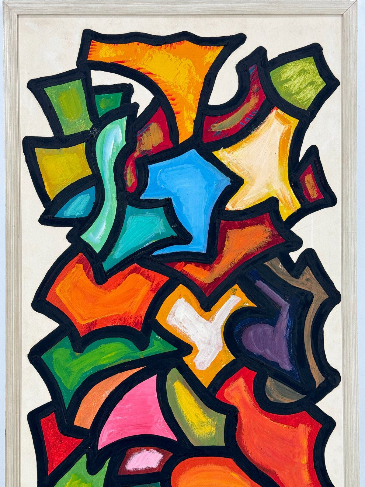 *GEMÄLDE ABSTRAKTE KOMPOSITION 1973 SIGNIERT ACRYL BUNT GERAHMT