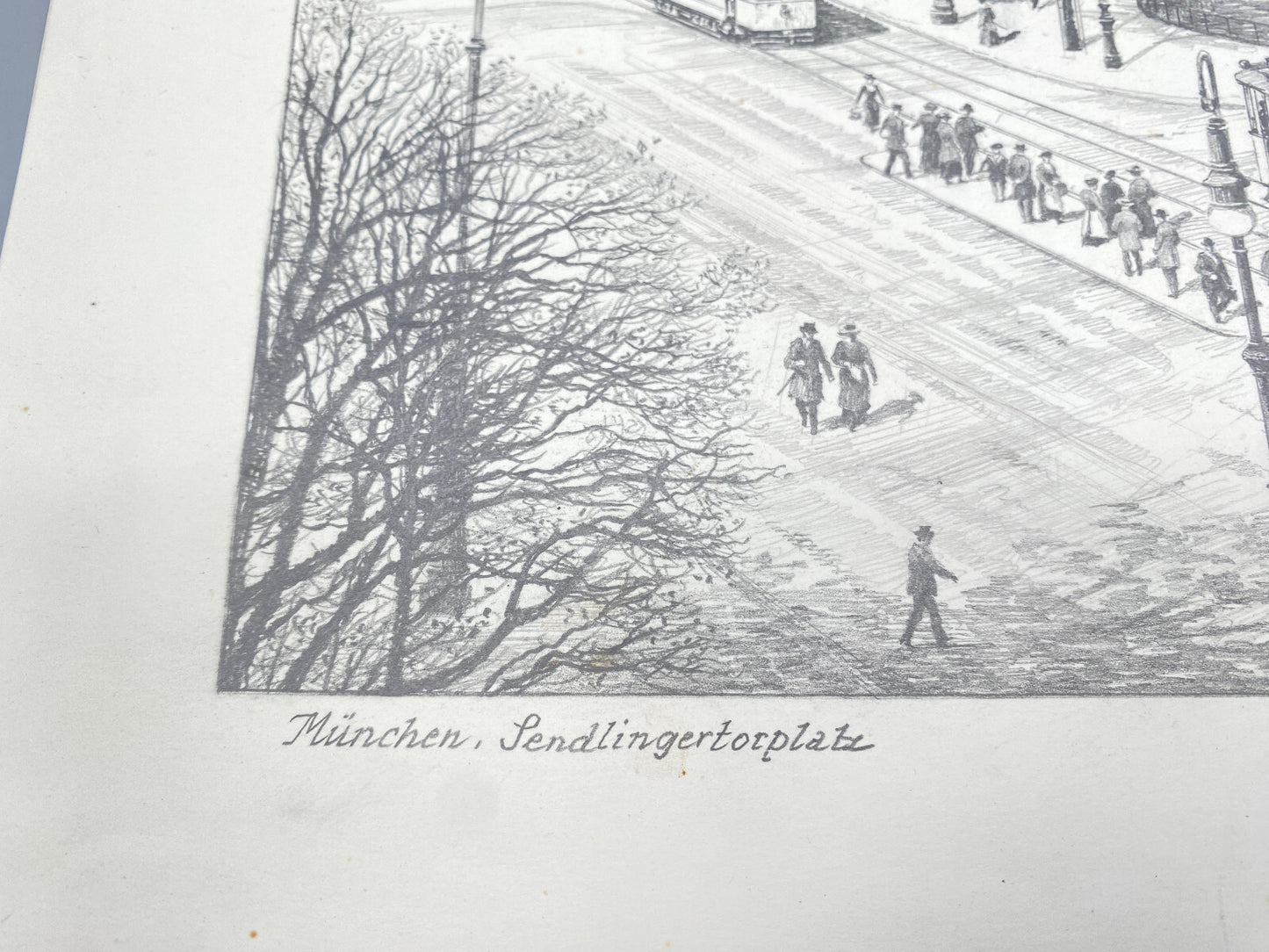 HEINZ WEHLISCH ZEICHNUNG BERLIN DIE DORFKIRCHE TEMPELHOF UM 1840 HANDSIGNIERT