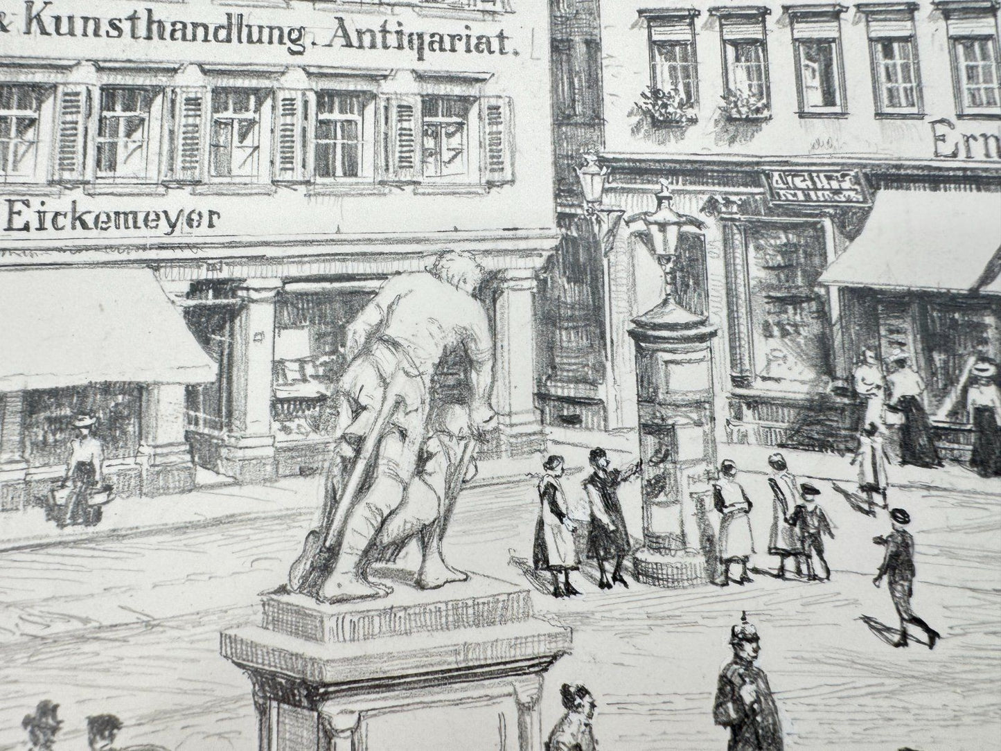 * HEINZ WEHLISCH ZEICHNUNG BAD KREUZNACH EIERMARKT ANSICHT UM 190