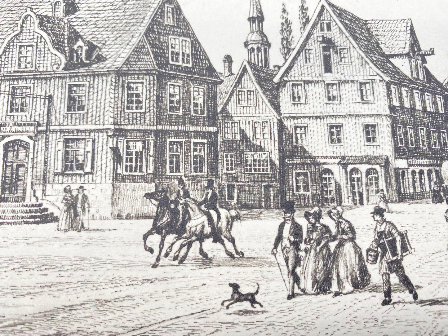 HEINZ WEHLISCH RADIERUNG MARKTPLATZ LENNEP REMSCHEID 1850 HANDSIGNIERT