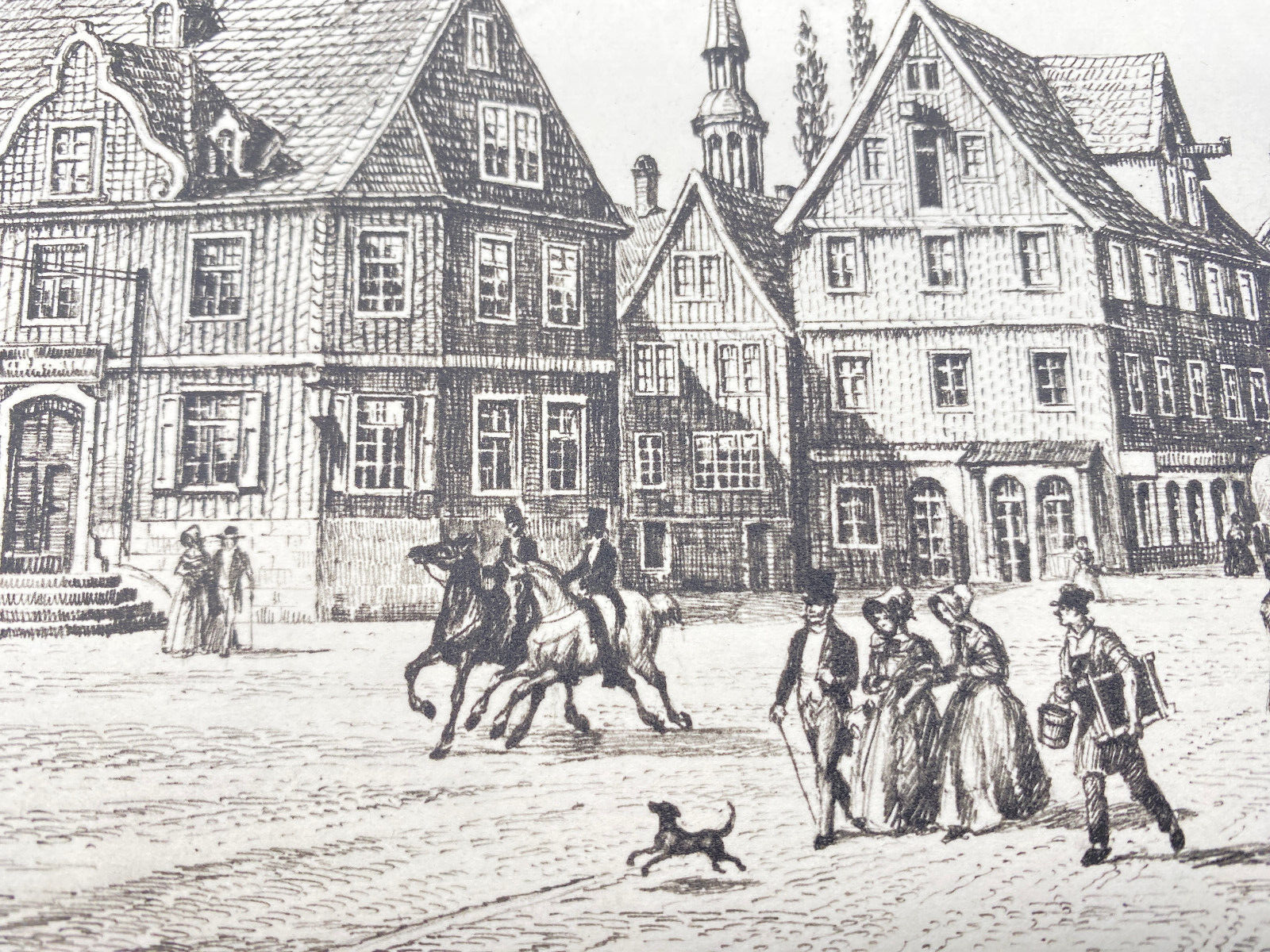 HEINZ WEHLISCH RADIERUNG MARKTPLATZ LENNEP REMSCHEID 1850 HANDSIGNIERT