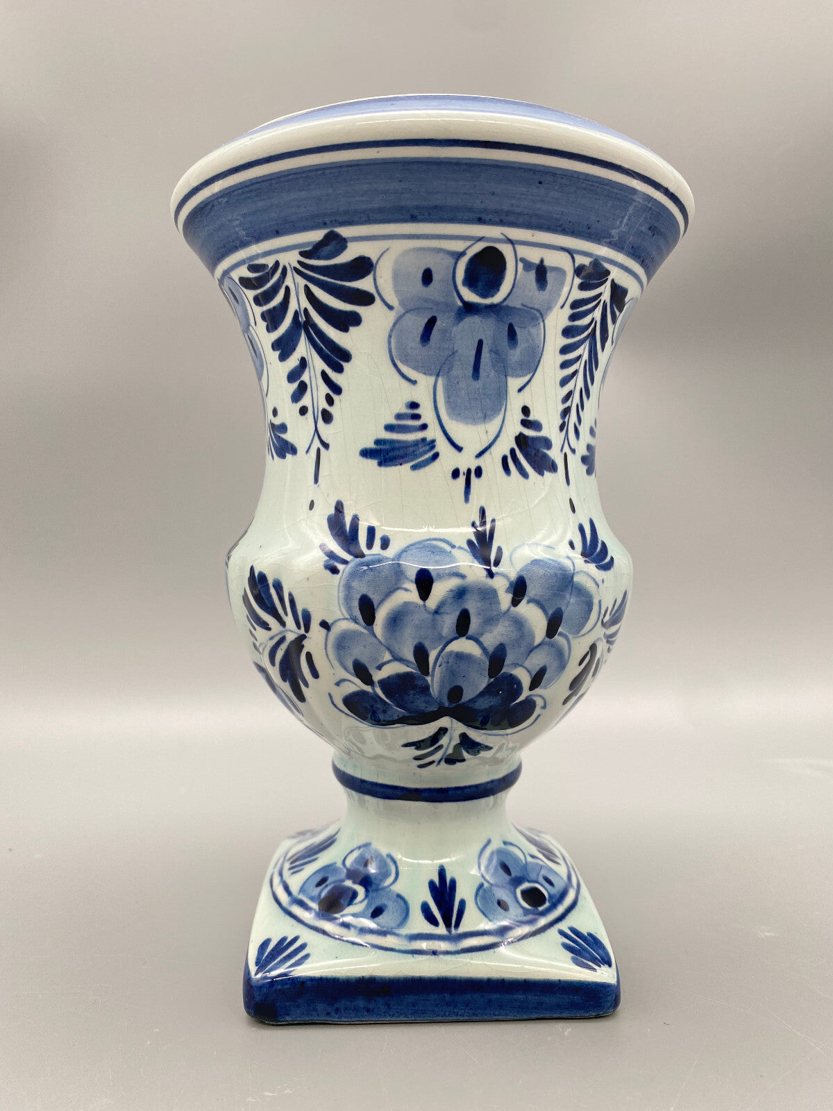 ALTE DELFTER PORZELLAN VASE BLUMENVASE HOLLAND HANDBEMALT 1950ER JAHRE