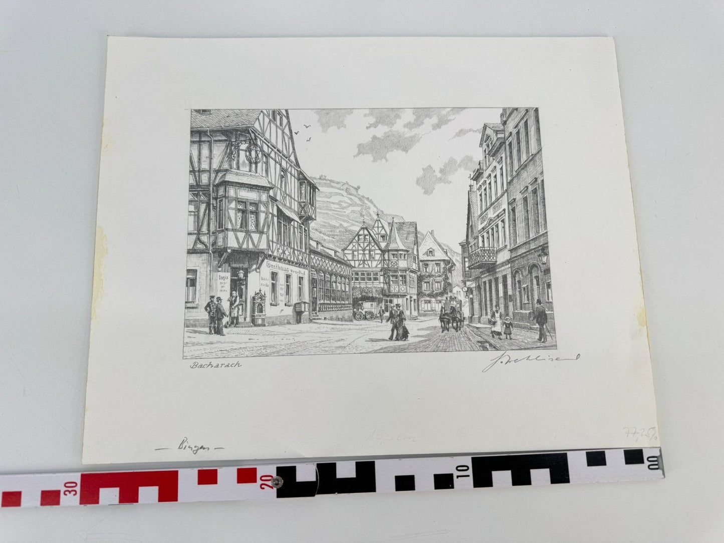 * HEINZ WEHLISCH ZEICHNUNG BACHARACH BINGEN ANSICHT SIGNIERT