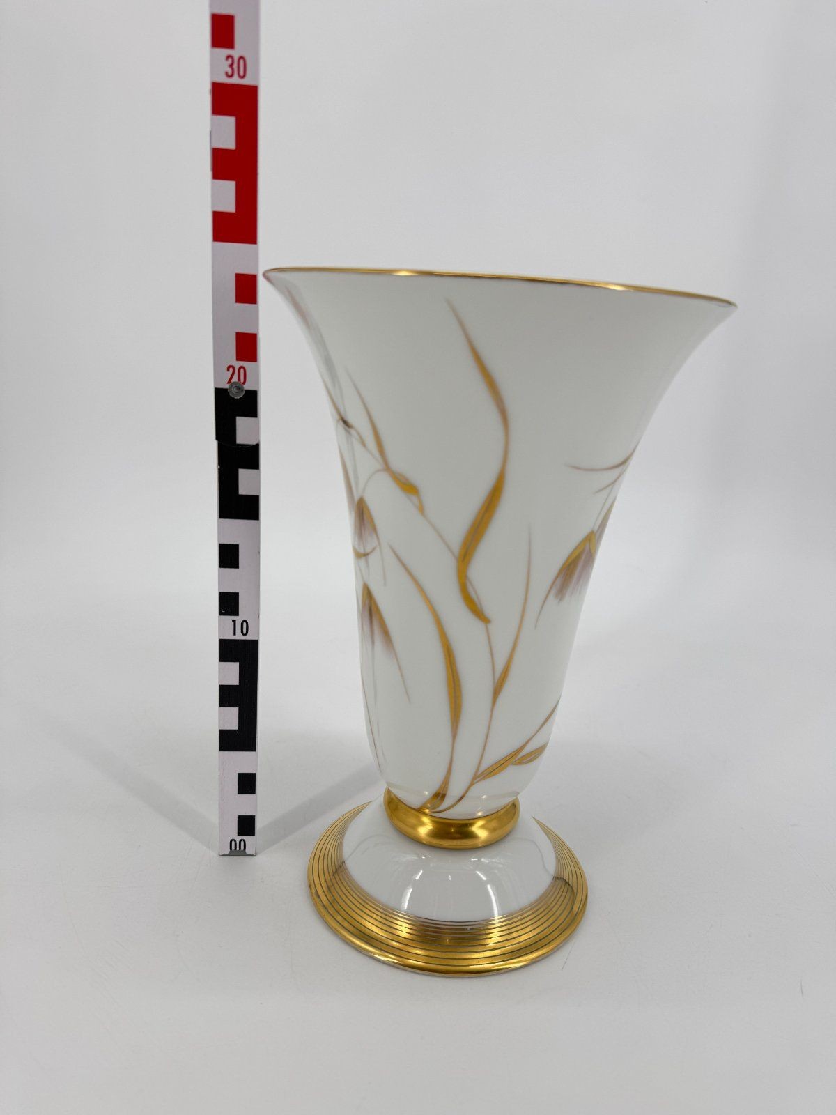 ALTE PORZELLAN VASE FÜRSTENBERG GOLD GRÄSER DEKOR  60ER VINTAGE
