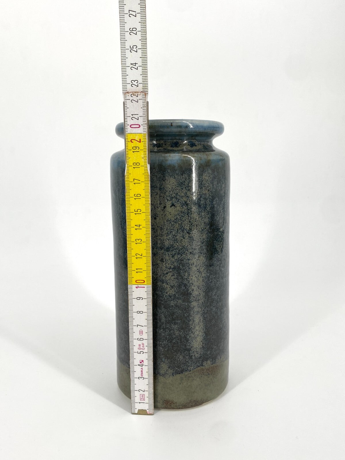 * STUDIO KERAMIK VASE BLAU TÜRKIS GRAU BRAUN GLÄNZEND 21CM VINTAGE