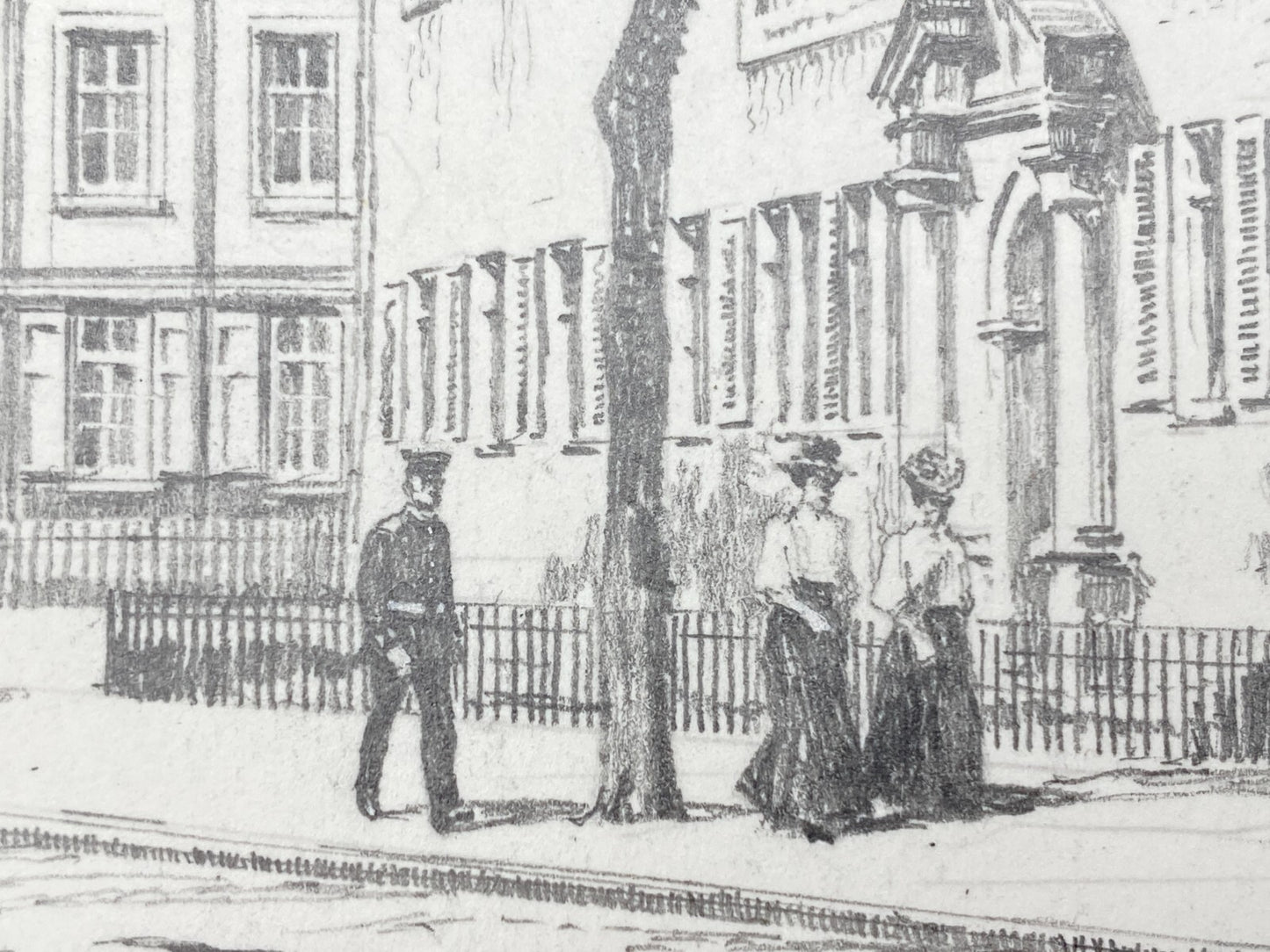 DEUTSCHER KÜNSTLER HEINZ WEHLISCH ZEICHNUNG HANAU STADSCHLOSS HANDSIGNIERT 1905