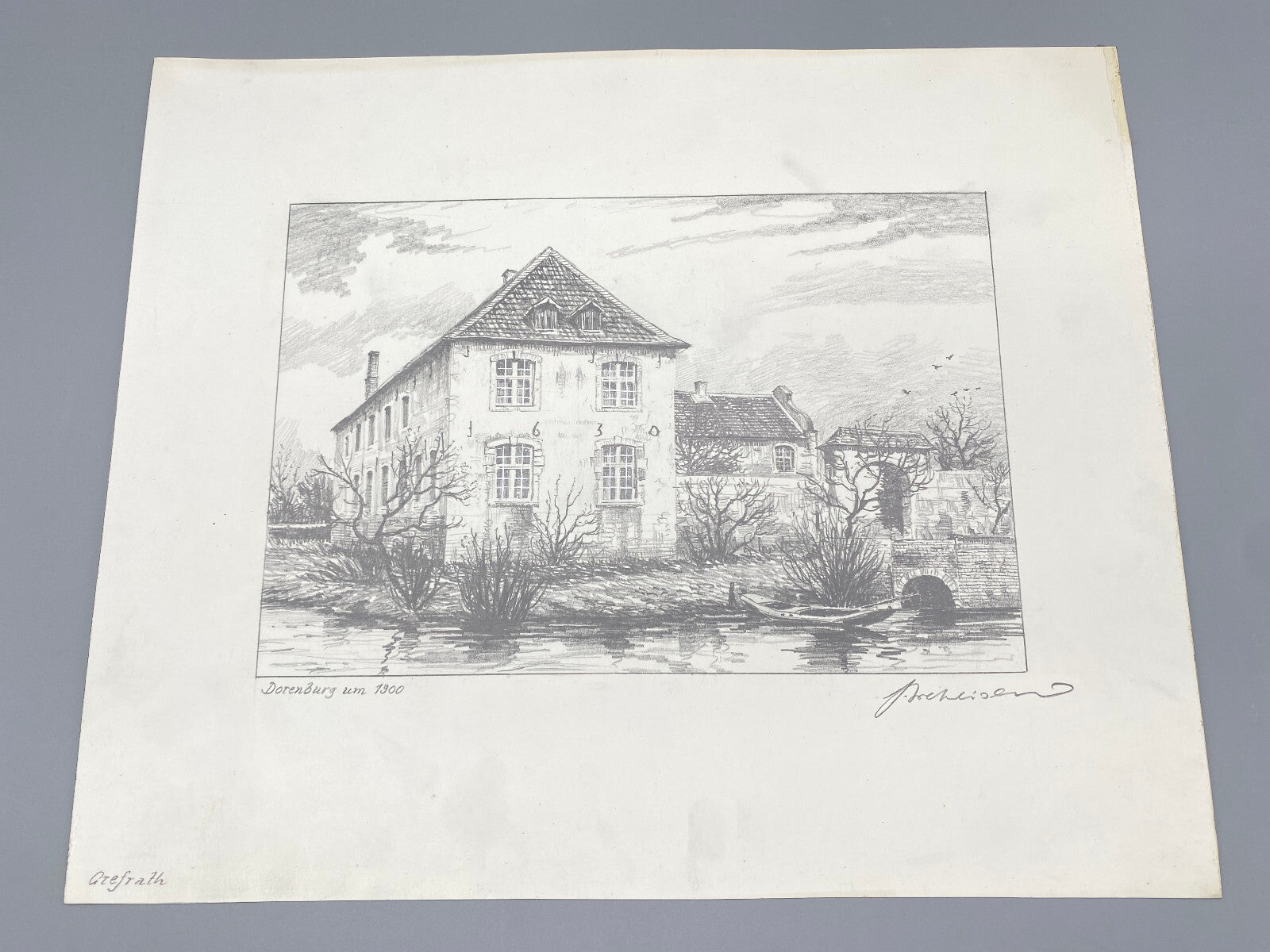 KÜNSTLER HEINZ WEHLISCH SCHLOß BERGE BEI BUER UM 1910 ZEICHNUNG HANDSIGNIERT
