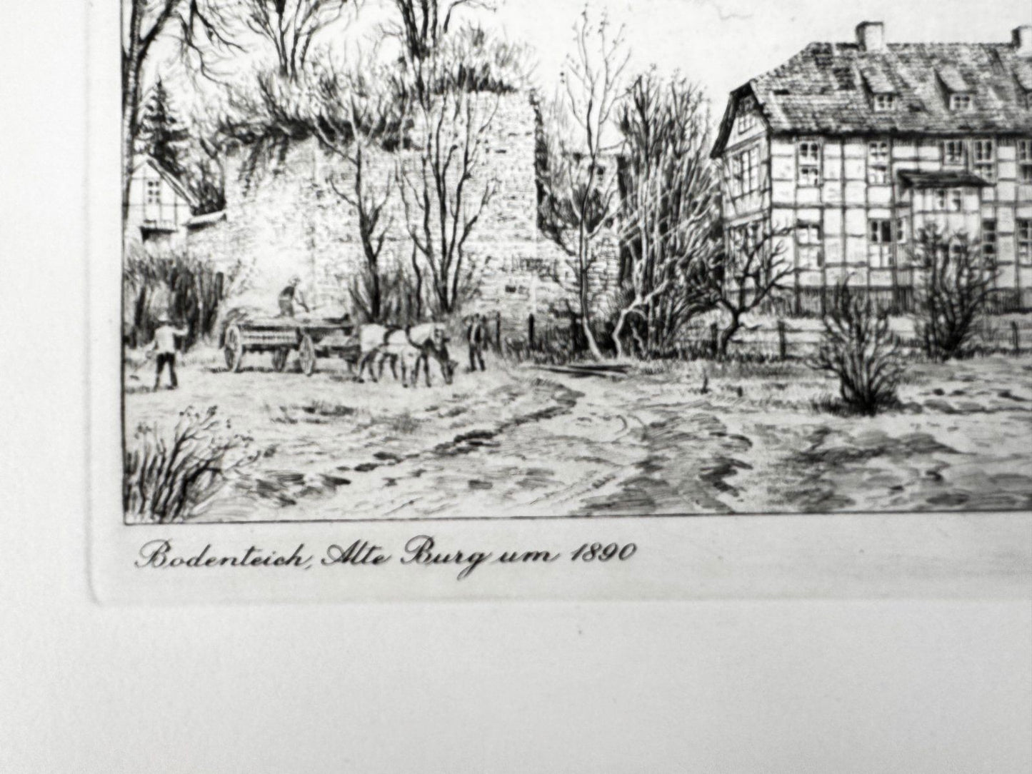 * HEINZ WEHLISCH ORIGINAL RADIERUNG BODENTEICH ALTE BURG UM 1890