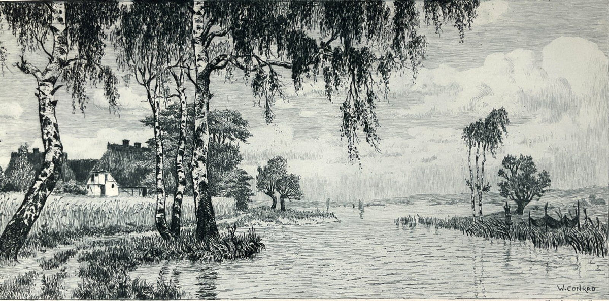 *RADIERUNG W. CONRAD AM STILLEN SEE LANDSCHAFT BERLIN P. SONNTAG