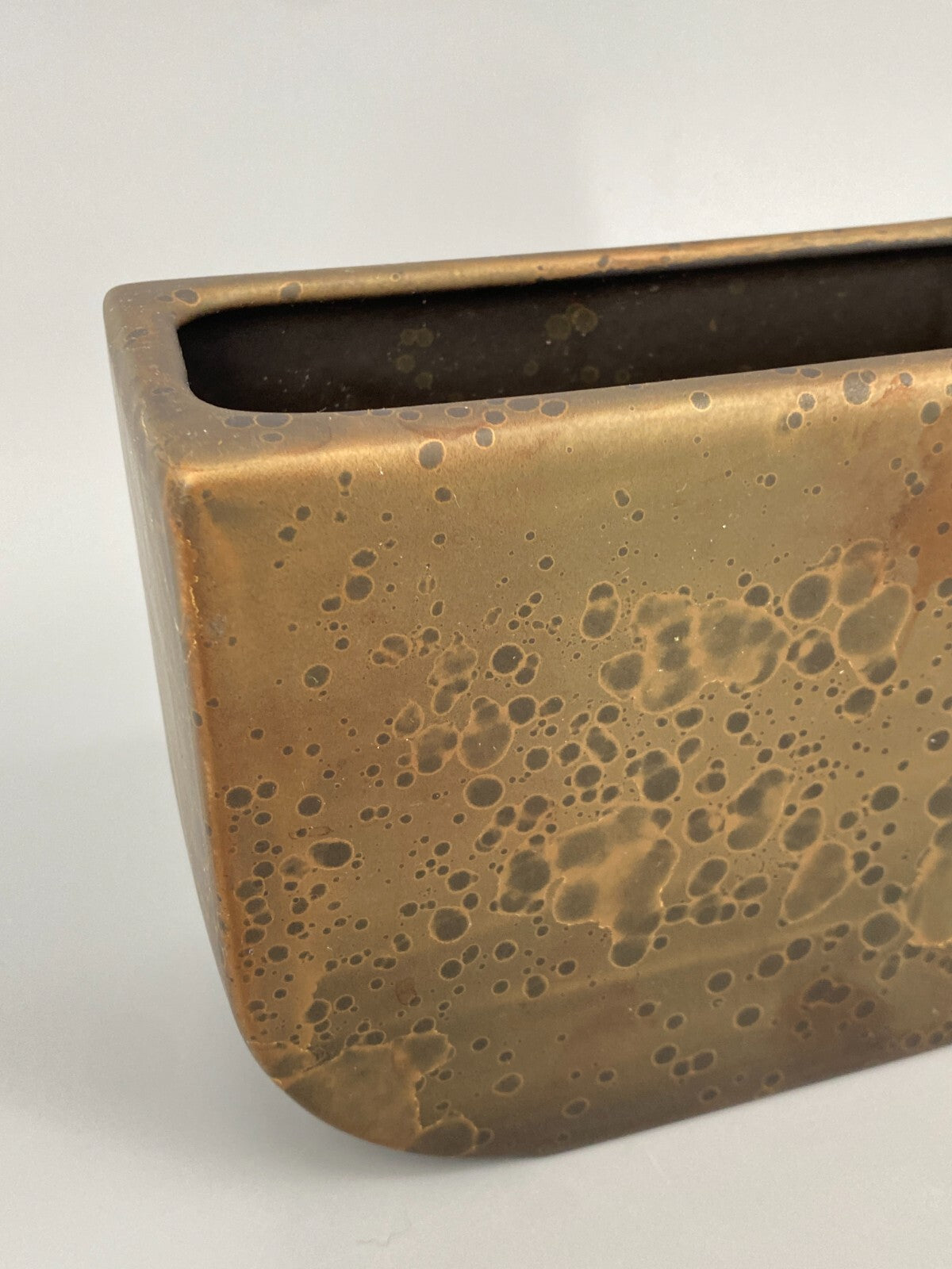 * VASE FLACH ASA SELECTION WEST GERMANY BRAUN KERAMIK GLÄNZEND VINTAGE