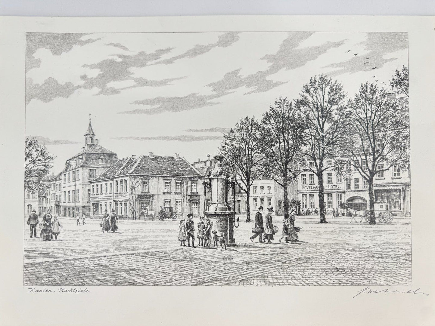 * HEINZ WEHLISCH ZEICHNUNG KANTEN MARKTPLATZ UM 1905 ANSICHT SIGN