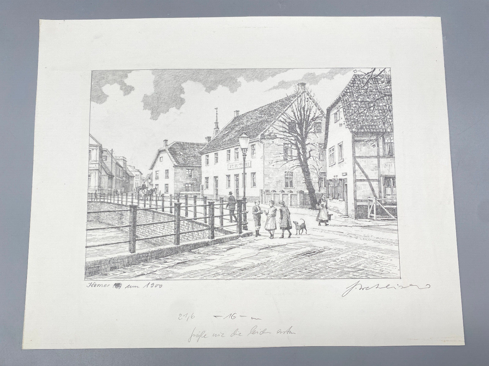 HEINZ WEHLISCH KÜNSTLER 4X ZEICHNUNGEN NIEDERHEMER HEMER ANSICHTEN ORIGINALE