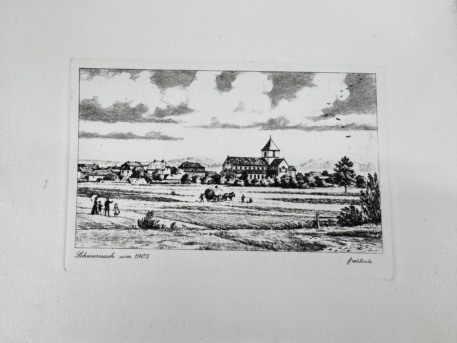 * HEINZ WEHLISCH ORIGINAL RADIERUNG SCHWARZACH UM 1905 ANSICHT