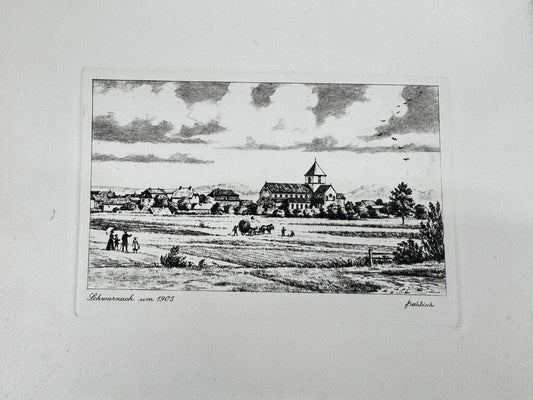 * HEINZ WEHLISCH ORIGINAL RADIERUNG SCHWARZACH UM 1905 ANSICHT