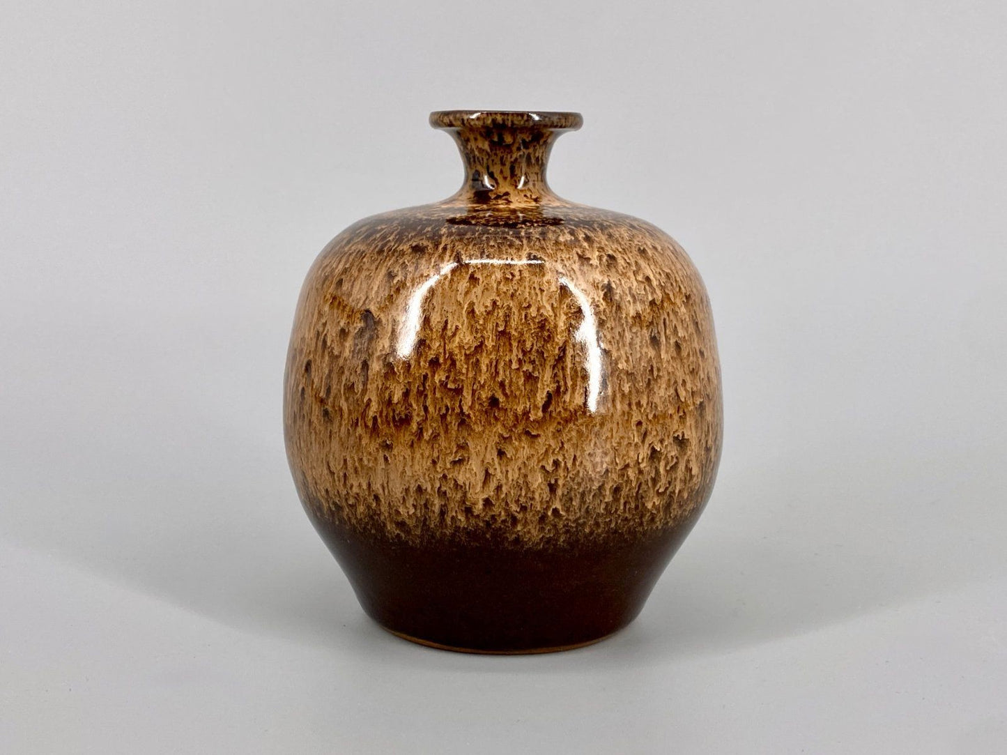 * STUDIO KERAMIK VASE LAUFGLASUR MID CENTURY BRAUN VINTAGE 70ER