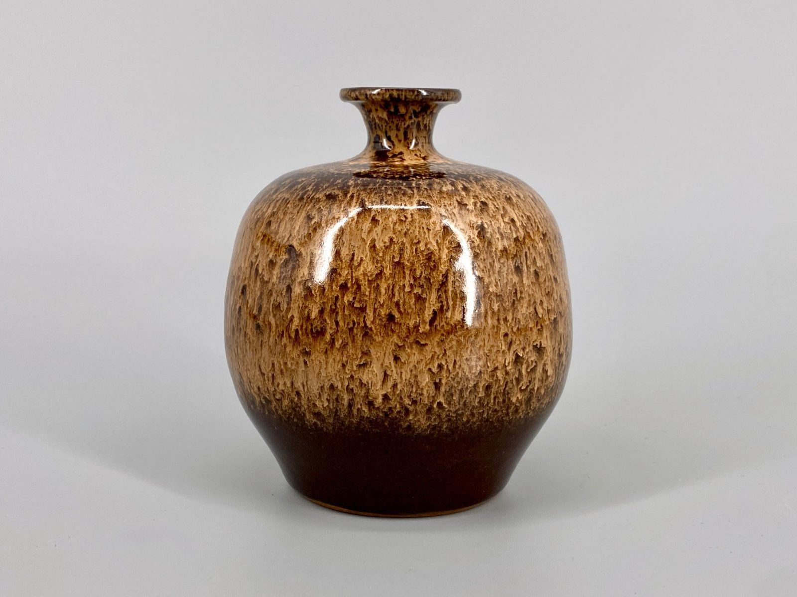 * STUDIO KERAMIK VASE LAUFGLASUR MID CENTURY BRAUN VINTAGE 70ER
