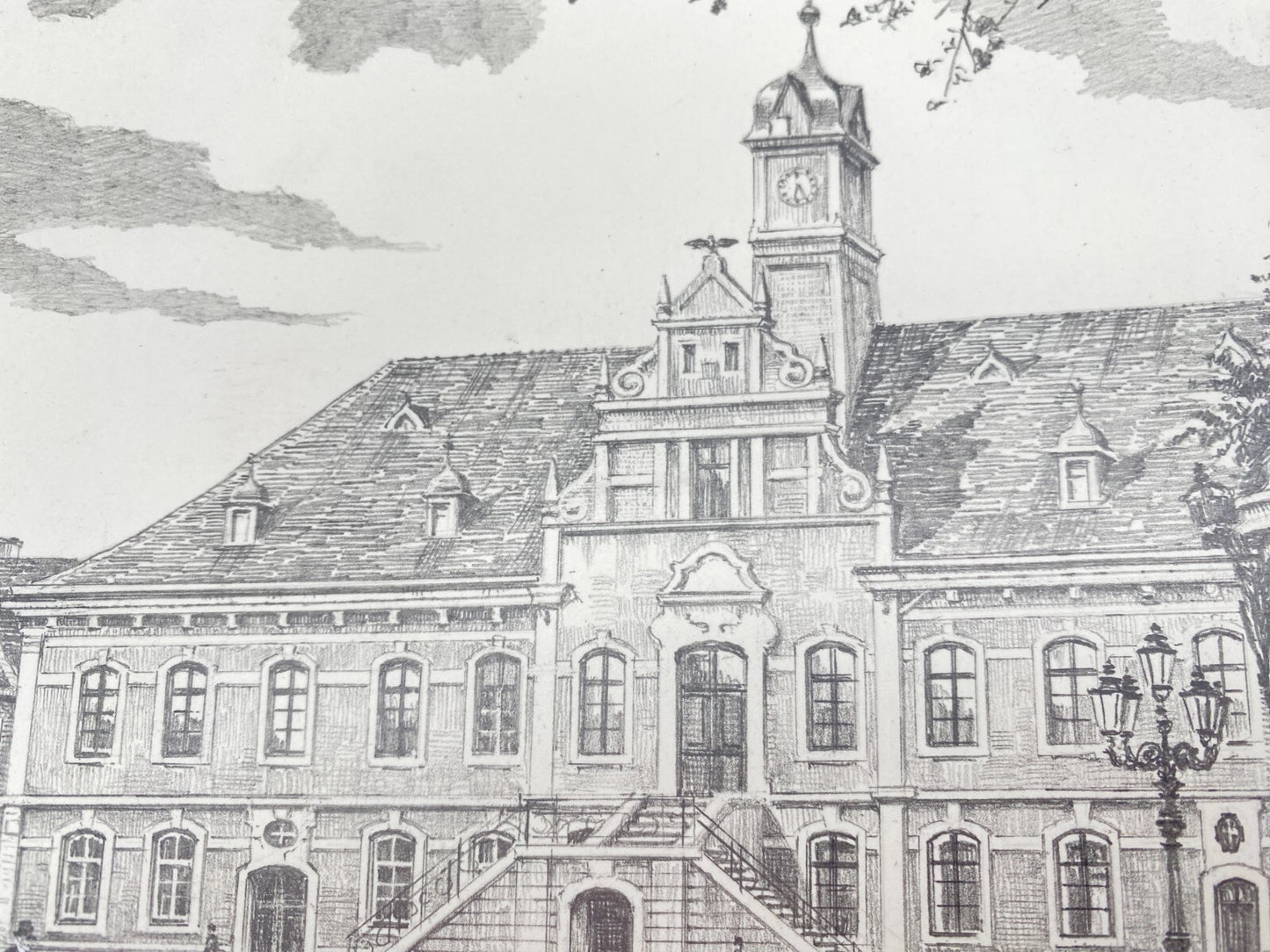 DEUTSCHER KÜNSTLER HEINZ WEHLISCH ZEICHNUNG LIPPSTADT RATHAUS HANDSIGNIERT