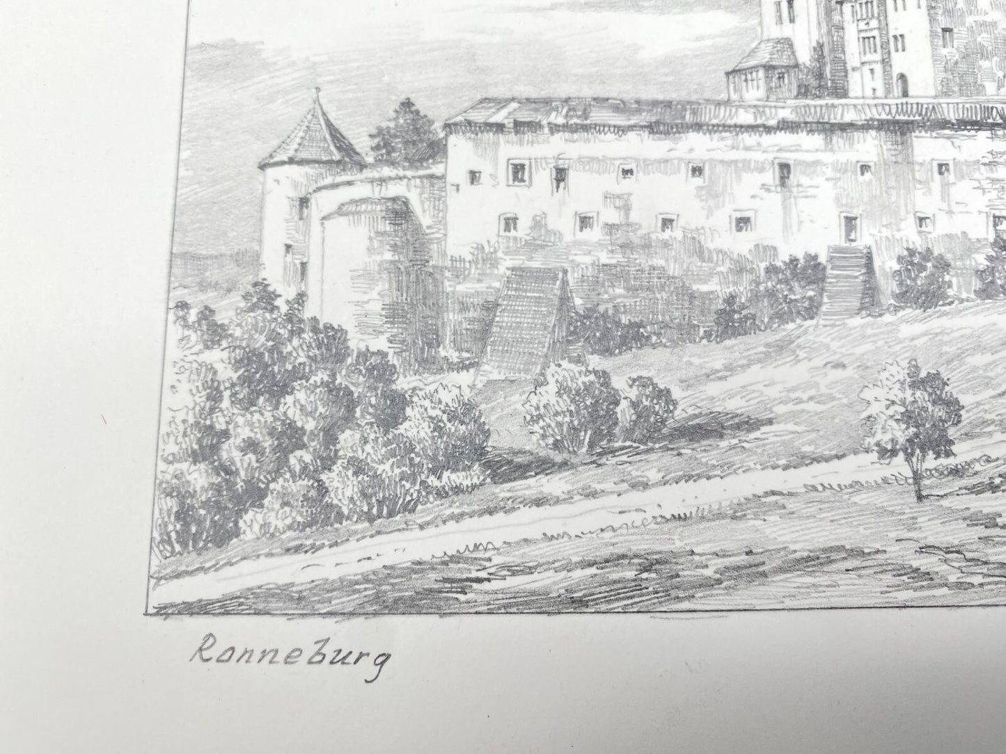 HEINZ WEHLISCH ZEICHNUNG BURG RONNEBURG HANDSIGNIERT