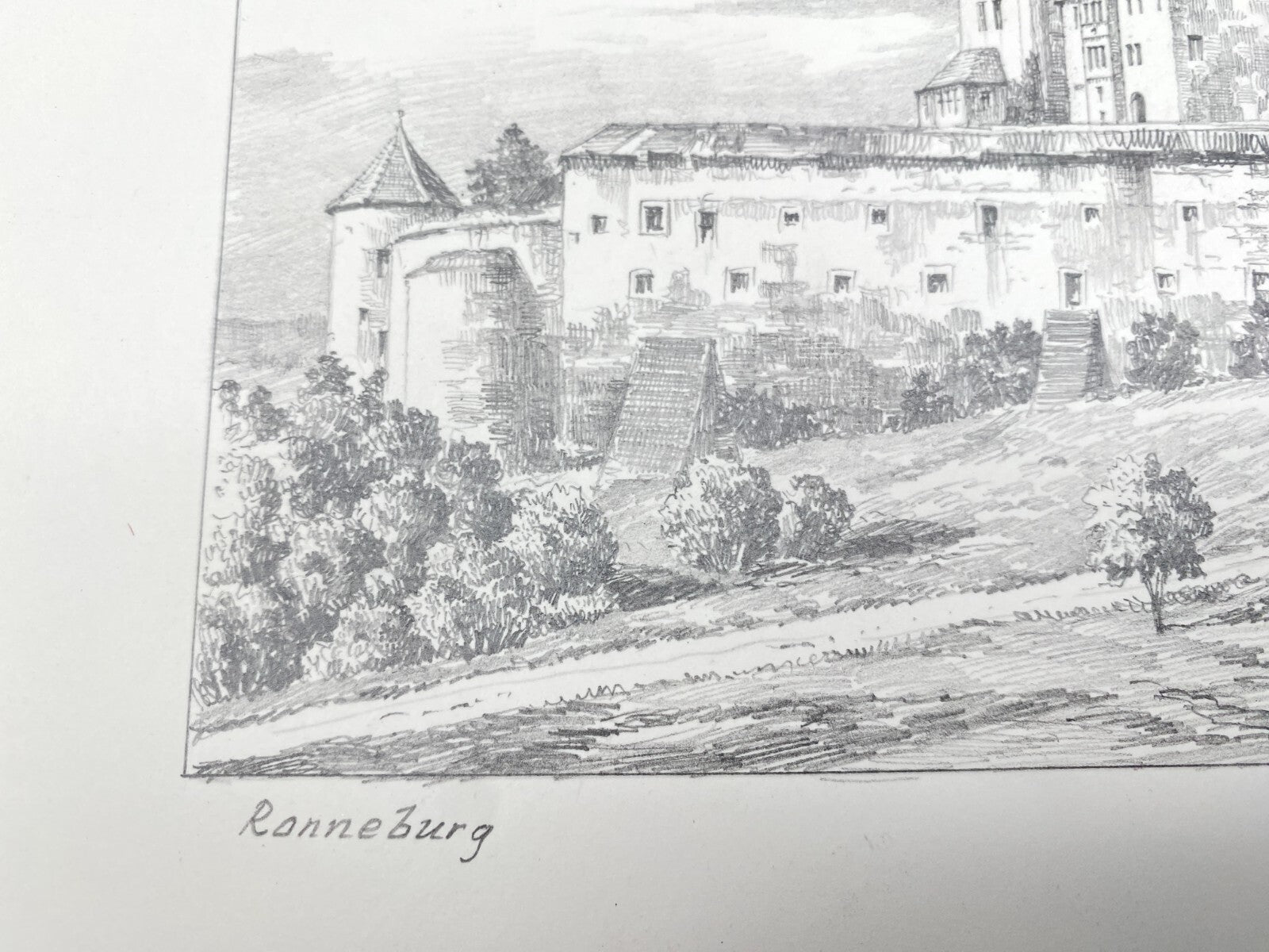 HEINZ WEHLISCH ZEICHNUNG BURG RONNEBURG HANDSIGNIERT