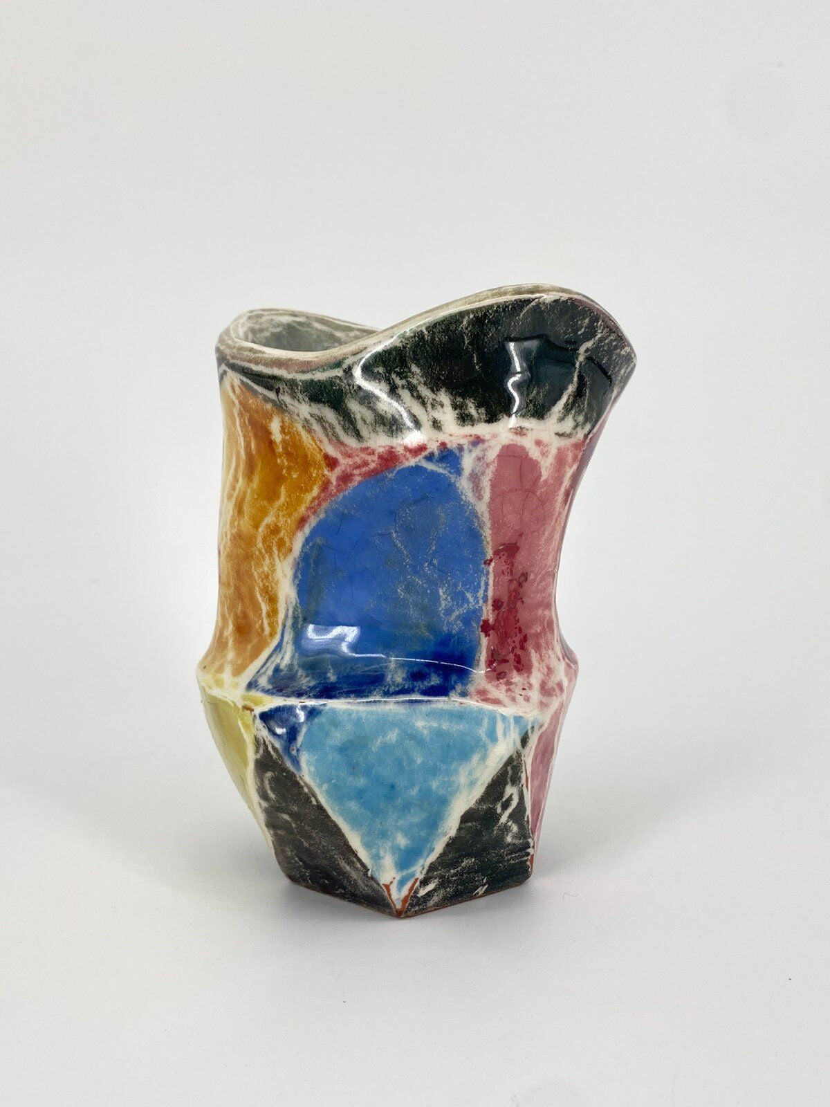 * STUDIOKERAMIK VASE BUNT ORGANISCHES DESIGN POSTMODERN VINTAGE