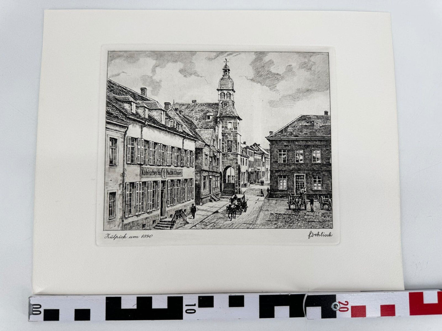 * HEINZ WEHLISCH ORIGINAL RADIERUNG ZÜLPICH UM 1890 ANSICHT
