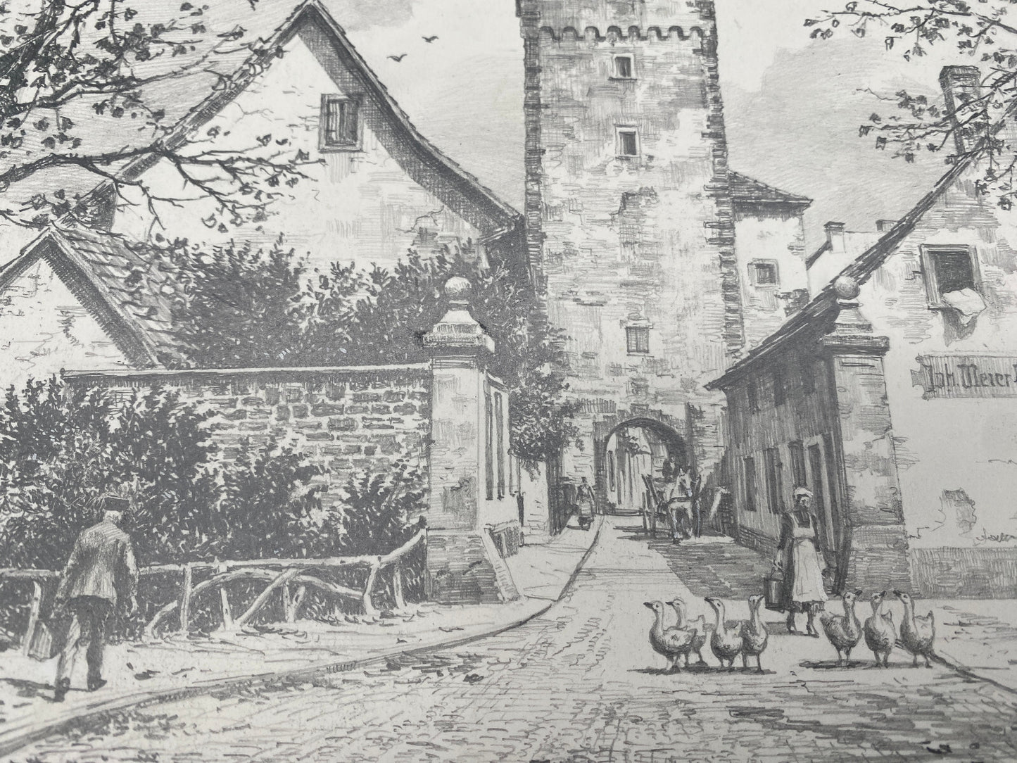 HEINZ WEHLISCH KÜNSTLER ORIGINAL ZEICHNUNG DURLACH BASELER TOR KARLSRUHE