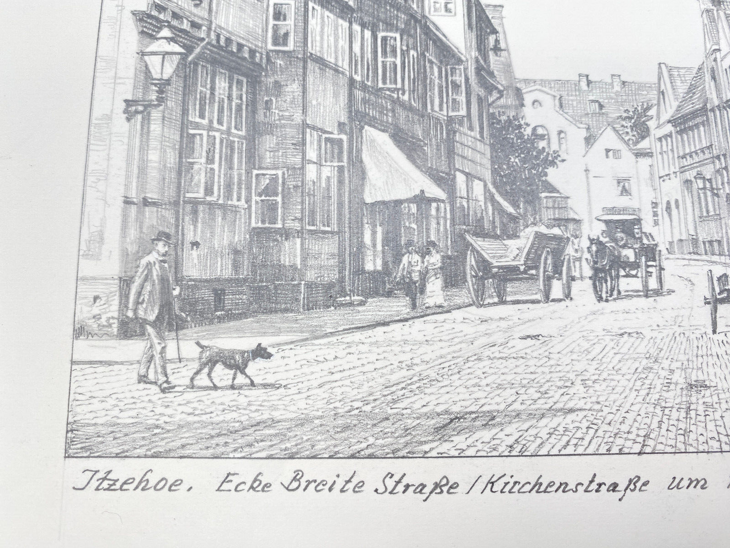 HEINZ WEHLISCH DEUTSCHER KÜNSTLER ZEICHNUNG ITZEHOE UM 1890  HANDSIGNIERT