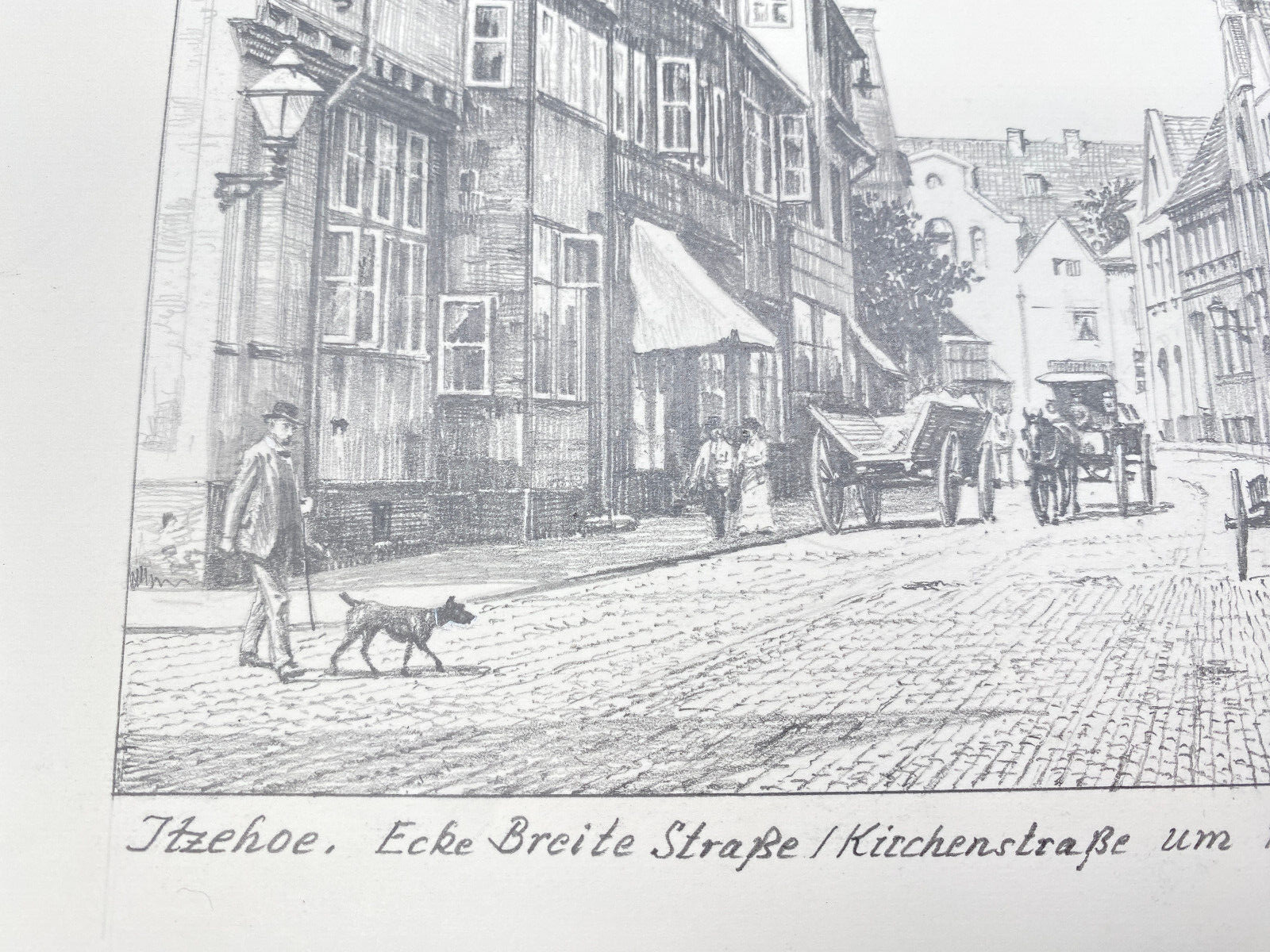 HEINZ WEHLISCH DEUTSCHER KÜNSTLER ZEICHNUNG ITZEHOE UM 1890  HANDSIGNIERT