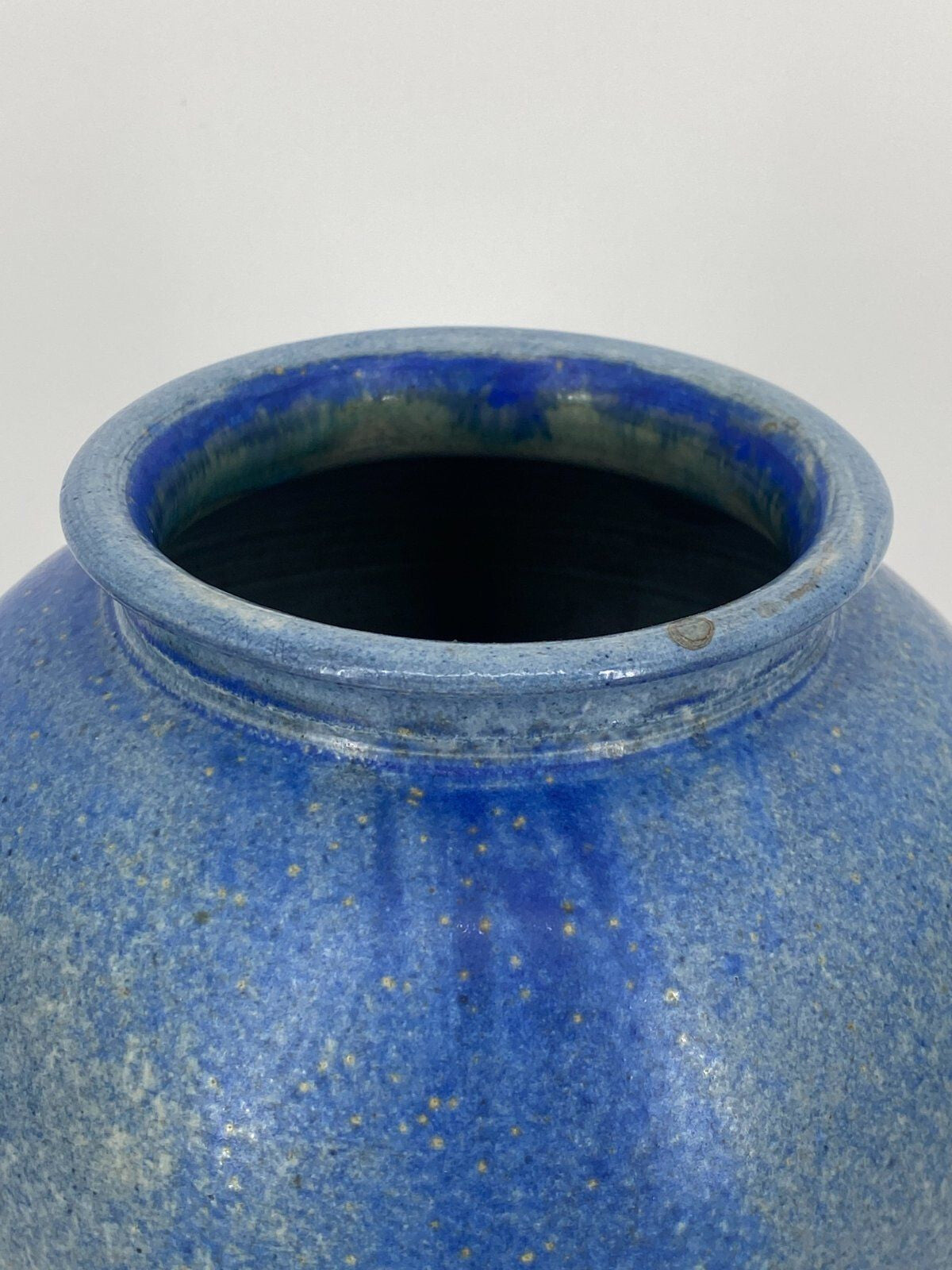 * STUDIOKERAMIK VASE BLAU LAUFGLASUR AQUARELL VINTAGE 21CM