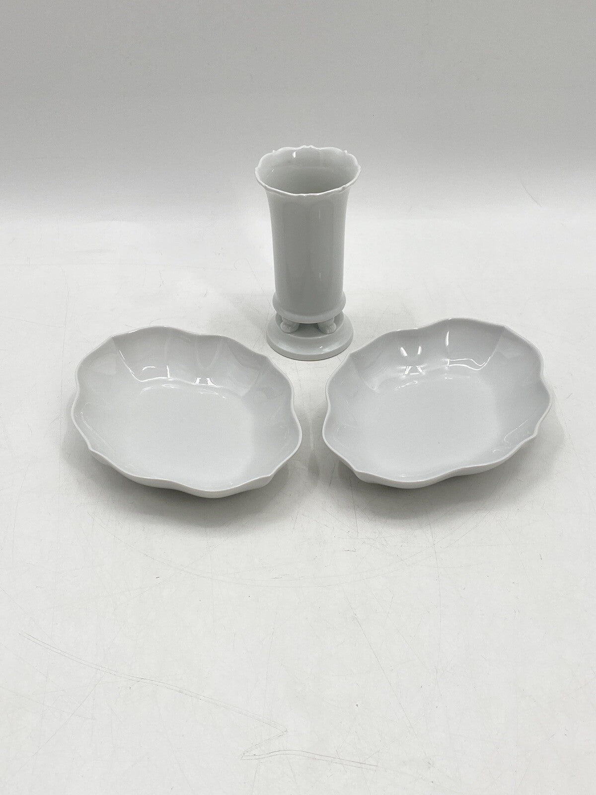 * MEISSEN KONVOLUT 2 SCHALEN VASE KLEIN TATZEN PFOTEN PORZELLAN WEIß 4. WAHL