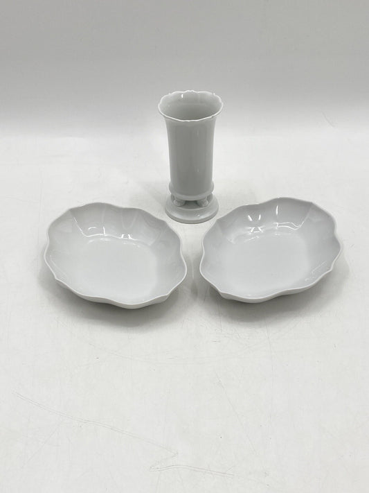 * MEISSEN KONVOLUT 2 SCHALEN VASE KLEIN TATZEN PFOTEN PORZELLAN WEIß 4. WAHL