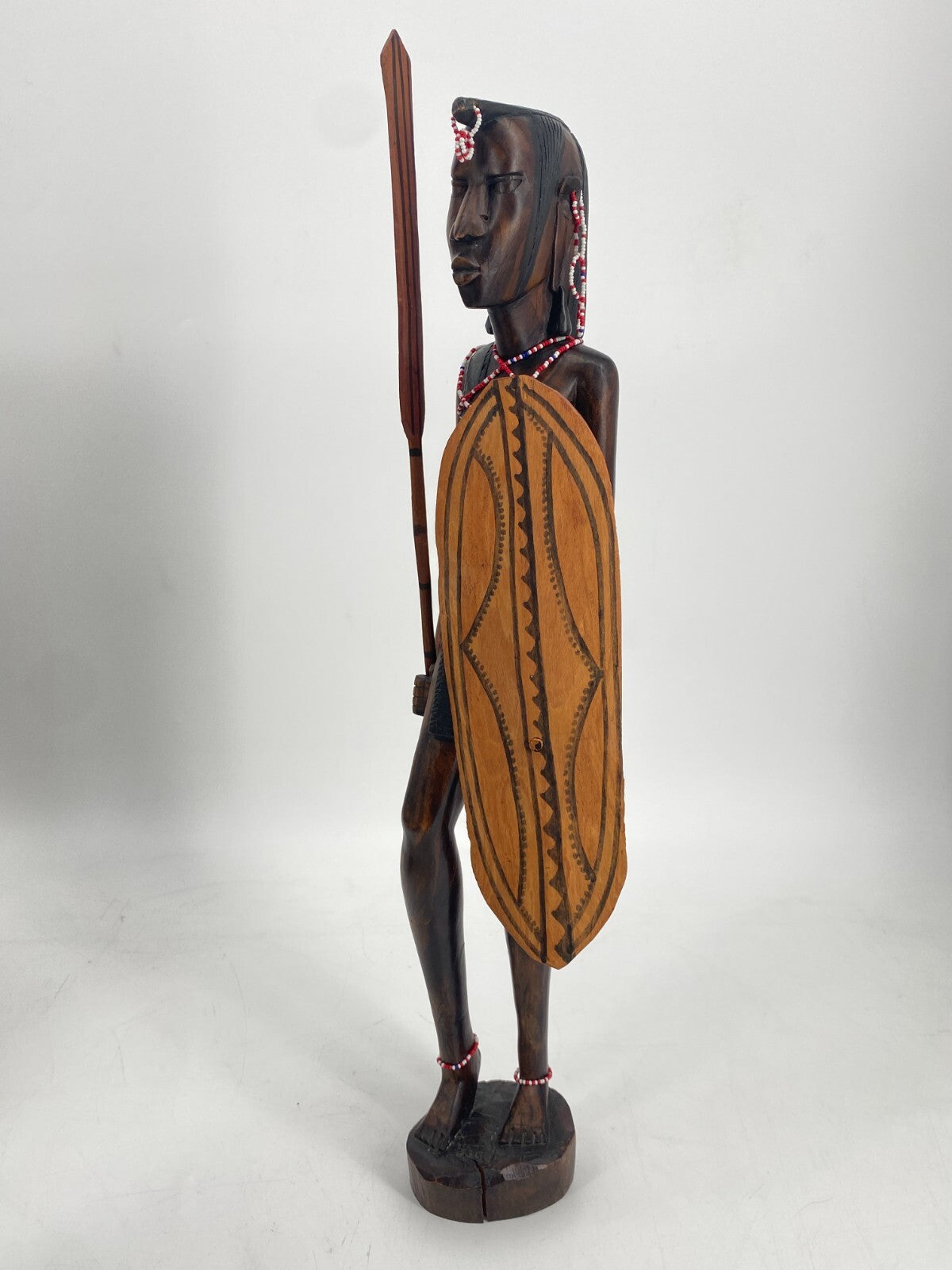 * 2 STK HOLZ FIGUREN MASSAI KENIA AFRIKA MANN FRAU STATUETTE SKULPTUR VINTAGE
