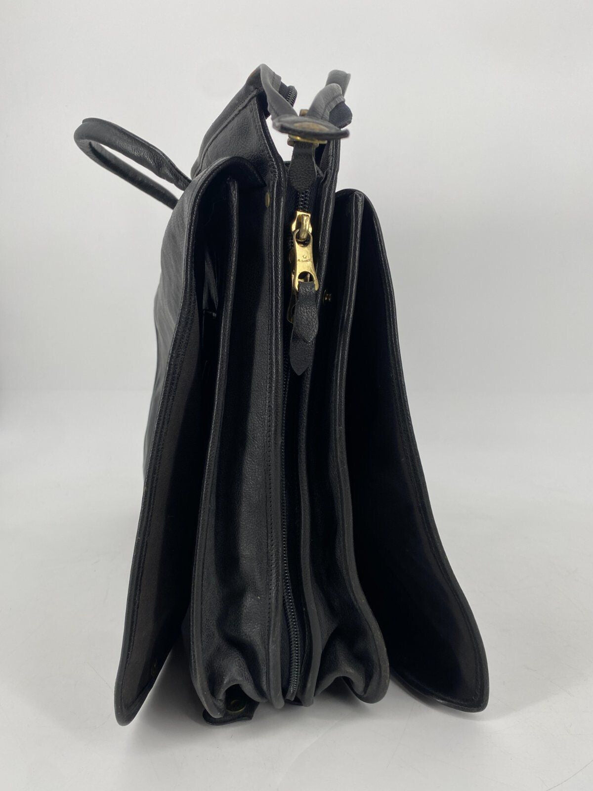 * VINTAGE IL BISONTE ECHT LEDER TASCHE SCHWARZ ITALY DESIGN