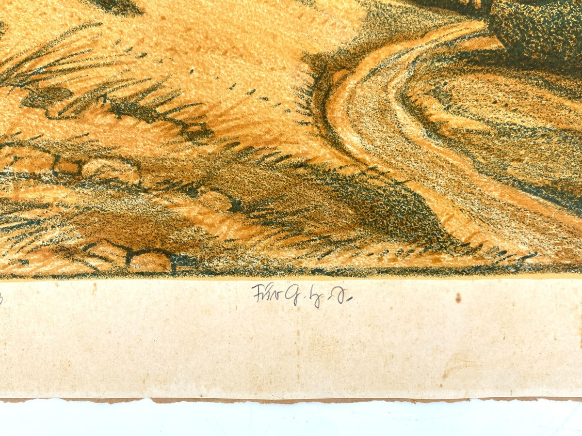 * GRAFIK LITHOGRAFIE GRETE MARGRET WOLFINGER NADELWALD FORSTWEG NADELBAUM 1923
