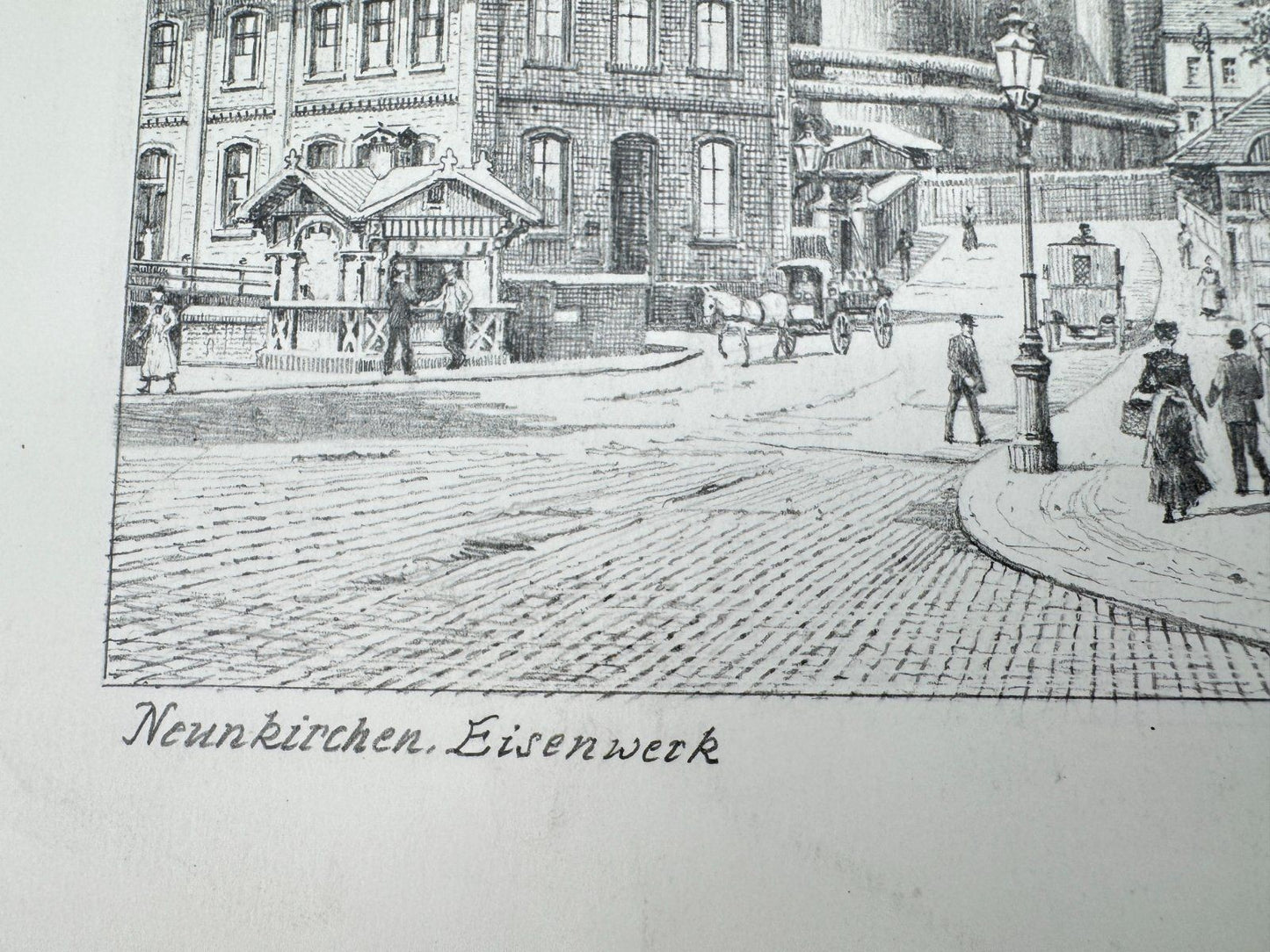 * HEINZ WEHLISCH ZEICHNUNG NEUNKIRCHEN EISENWERK ANSICHT SIGNIERT